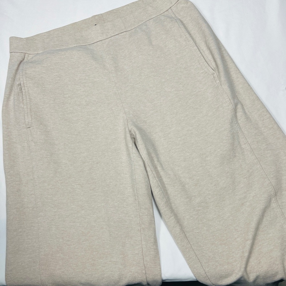Eileen Fisher‎ Organic Cotton Stretch Wide Leg Cropped Pants Oatmeal Size Large
